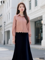 Áo Sơ Mi Cổ Đức Dài Tay Ren Gấu Unaa Fashion Thời Trang Công Sở Nữ Thanh Lịch Vải Mềm Mịn UNSM2507029