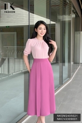 Áo Sơ Mi Cổ Bèo Đính Ngọc NK Fashion Công Sở Nữ Thanh Lịch Vải Mềm Mịn NKSM2405021