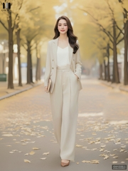 Áo vest không cổ cúc đơn sang xịn, đứng forrm UNAK2509012