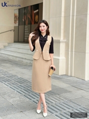 UK FASHION ÁO GILE PEPLUM 2 CÚC THỜI TRANG CÔNG SỞ NỮ UKAK2407005