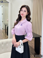 Áo Sơ Mi Cổ Sen Chun Tay UK Fashion Công Sở Nữ Thanh Lịch, Nữ Tính UKSM2406002