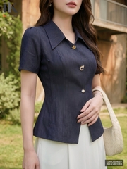 Kí giả demin 3 cúc lá cổ mềm mại mà sang LUAK2509007