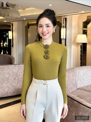 Áo Len Đính Hoa NK FASHION Thời Trang Công Sở Thanh Lịch, Dễ Mặc, Vải Mềm Mịn NKAL2409002