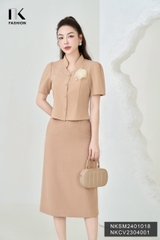 NK Fashion Áo Sơ Mi Cổ Tàu V Cúc Bọc Trẻ Trung, Thanh Lịch, Thời Trang NKSM2401018