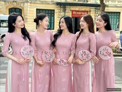 Áo dài gấm cổ tròn duyên dáng, thanh lịch NKDV2411003 ( ko kèm quần + PK)