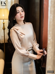 Sơ mi lụa kim cương bèo cổ NKSM2608003 (Áo rời - Không kèm CV/QU/PK)
