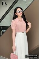 Áo Sơ Mi Biến Kiểu Xếp Vai NK Fashion Công sở Nữ Thanh Lịch Vải Mềm Mịn NKSM2405018