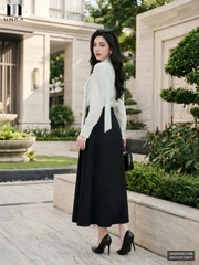 Sơ mi dài tay nhún cổ vạt nơ xinh xắn, tiểu thư UNSM2601009