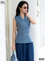 Áo ghile cổ neo 4 cúc sang chảnh LUAK2508002