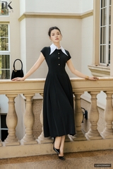 Đầm vai chờm phối cổ đơn giản mà sang LUDV2504001