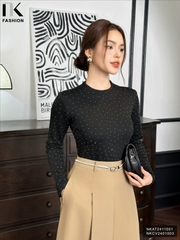 Áo Giữ Nhiệt Đính Đá NK Fashion Công Sở Nữ Trẻ Trung, Thanh Lịch Vải Mềm Mịn NKAT2411001