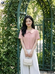 Sơ mi cổ sen trơn nhẹ nhàng, ghép set cùng chân váy/quần cực xinh UKSM2605002