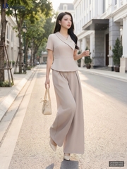 Sơ mi peplum cổ vát lệch kiểu dáng mới lạ UKSM2601002