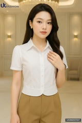 Sơ mi cổ V lá bo gấu trơn UKSM2507027