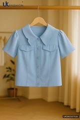 Sơ mi cổ kiểu bo gấu nắp túi UKSM2507026