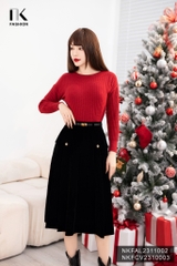 Chân Váy Nhung Xếp 2 Nắp Túi NKFCV2310003