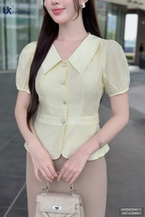 Sơ mi hoa peplum vai bồng UKSM2504013