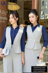 UK FASHION ÁO GILE PEPLUM 2 CÚC THỜI TRANG CÔNG SỞ NỮ UKAK2407005