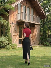 Áo thun mí cổ V xinh xắn NKAT2603005