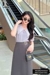 Áo Sơ Mi Tơ Cổ Sen Nhọn 2 Lớp NK Fashion Công Sở Nữ Thanh Lịch, Nữ Tính Vải Mềm Mịn NKSM2405009