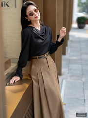 Sơ mi dài tay cổ đổ mềm mịn, thướt tha sang chảnh tiểu thư LUSM2601021