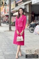 NK FASHION Áo Khoác Dạ Text Cô Ve 6 Cúc Đồng Cao Cấp, Dáng Ngắn Sang Trọng NKAK2311001