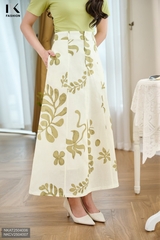 Chân váy hoạ tiết Linen xoè kiểu dáng mới, tươi mát chào hè NKCV2504007