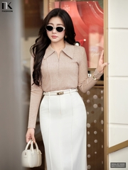 Áo len lá cổ khóa kiểu dáng lạ mắt, màu sắc nhã nhặn NKAL2510005