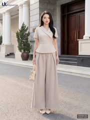 Sơ mi peplum cổ vát lệch kiểu dáng mới lạ UKSM2601002