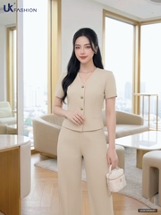 Bộ đồ quần ống đứng + áo cổ tim cúc đồng UKBD2606001 ( Cả set )