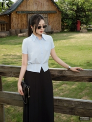 Sơ mi cổ đức xếp ly kép, gọn gàng, thanh lịch NKSM2605011