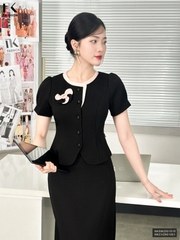 Sơ mi phối cổ hoa ngực xinh xắn, điệu đà, ghép set sang chảnh NKSM2501010 ( Không kèm CV/QU/PK)