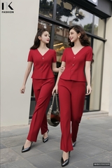 Bộ đồ quần ống đứng áo nẹp song sang chảnh, lịch sự NKBD2502005