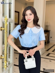Sơ mi cộc tay phối cổ ren nữ tính, điệu đà UKFSM2402022