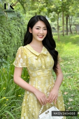 NK Fashion Đầm hoa nơ cổ tay bồng NKDV2404005 xinh xắn, kiểu dáng và phong cách mới, điệu đà nữ tính