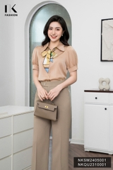 Sơ mi lụa cổ sen sóng NKSM2405001 kiểu dáng mới, thanh thoát, xinh nhẹ nhàng