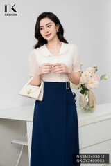Sơ mi tơ hoa thêu cổ sen bèo NKSM2403012 đáng yêu, điệu đà, nữ tính, hợp thời trang