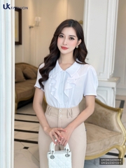 Sơ mi cổ sen nhọn bèo cổ UKSM2405004 xinh xắn, điệu đà, duyên dáng, nữ tính