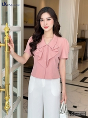 Sơ mi cổ sen nhọn bèo cổ UKSM2405004 xinh xắn, điệu đà, duyên dáng, nữ tính
