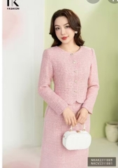 Áo Khoác Dạ Text Cổ Trơn, Sang Trọng, Thanh Lịch NKAK2311009