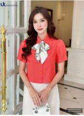 UK Fashion Áo Sơ Mi Cổ Đức 7 Mảnh Ly Súp Trẻ Trung, Nữ Tính UKSM2402002