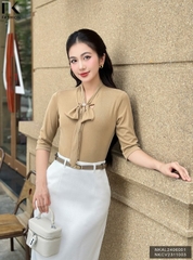 ÁO LEN TAY LỠ NƠ CỔ THỜI TRANG NKAL2406001