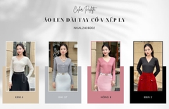 ÁO LEN DÀI TAY CỔ V XẾP LY THỜI TRANG NK FASHION NKAL2406002