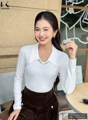 Áo Len Tay Dài Cổ Tim Lá Cổ NK Fashion Công Sở Nữ Thanh Lịch, Vải Mềm Mịn NKAL2407003