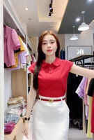 NK Fashion Áo Thun Cổ Bẻ Tay Chờm Basic Công Sở Nữ Thiết Kế Cách Điệu, Thanh Lịch, Thoải Mái, Trẻ Trung NKAT2403001