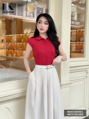 NK Fashion Áo Thun Cổ Bẻ Tay Chờm Basic Công Sở Nữ Thiết Kế Cách Điệu, Thanh Lịch, Thoải Mái, Trẻ Trung NKAT2403001