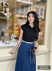NK Fashion Áo Thun Cổ Bẻ Tay Chờm Basic Công Sở Nữ Thiết Kế Cách Điệu, Thanh Lịch, Thoải Mái, Trẻ Trung NKAT2403001