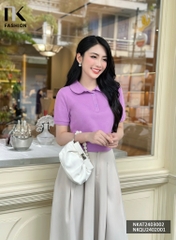 Áo Thun cổ bẻ cộc tay Basic NK Fashion Công Sở Nữ Thiết Kế Cách Điệu, Thanh Lịch, Thoải Mái, Trẻ Trung NKAT2403002