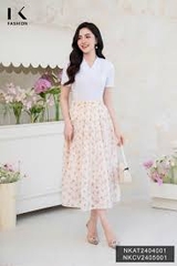 NK Fashion NKAT2404001Áo Thun Tay Cộc Cổ Leo Thời Trang Nữ, Trẻ Trung Năng Động NKAT2404001