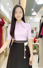 Thun cổ trụ lá nhọn tay lỡ dịu dàng, nữ tính NKAT2508006